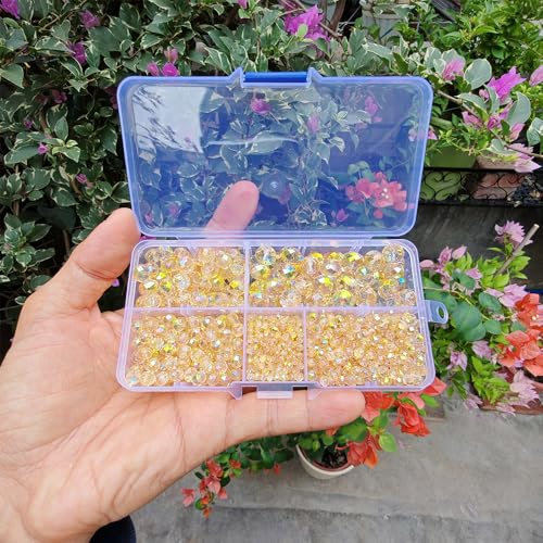 Image of Shiny Gold Rondelle Glass Beads for Jewelry Making, Faceted Briolette Crytal Spacer Beads for Bracelet Necklace Earring (2mm 4mm 6mm 8mm 10mm Mixed Sizes, 1000pcs)