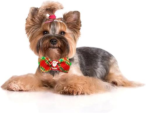 Miniatura 7 de Petunny 10 pajaritas de Navidad para perros, collar de Navidad ajustable para perro, Papá Noel, para decoración de perros, gatos (color al azar)