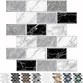 URCOLOR 10-Sheet Back Splashes for Kitchens Peel and Stick,12"x12" Self Adhesive Stick on Backsplash for Bathroom Black White Grey Marble Look