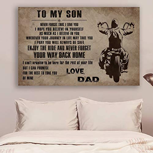 Command Strips Wall Decor -Poster for Room Aesthetic - Cv1034 Lvl Biker Poster - to My Son - Your Way Back Home (Vintage Antique, Large 24x36)