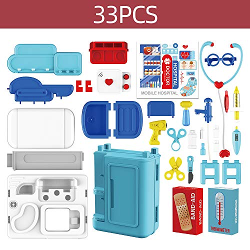 Doctor Toy Kit for Kids,3 in1 Pretend Doctor Workbench ,with Lights, Sounds.27Pcs Electronic Stethoscope,Doctor Medical Play Toys Set.for 2.3.4.5.6 yrs Girls/boy