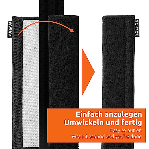 ECENCE 2 Stück Gurtpolster Auto Kinder & Erwachsene, Gurtschutz Sicherheitsgurt Polster, Schulterpolster, Gurtschoner für Anschnallgurte + Reisetaschen Schwarz