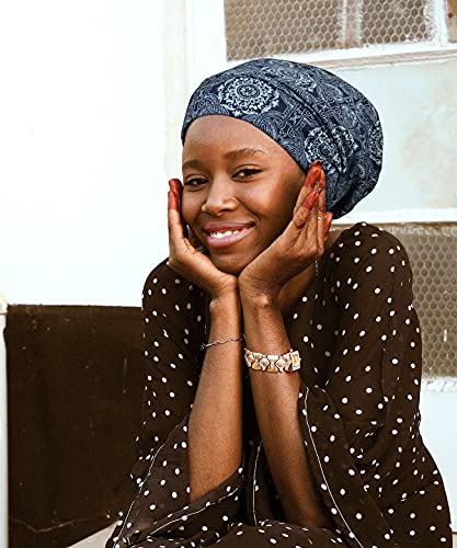 Focuscare Elastic Slap Headwear For Long Frizzy Hair Sleep Slouchy Beanie Dark Blue #TOP4