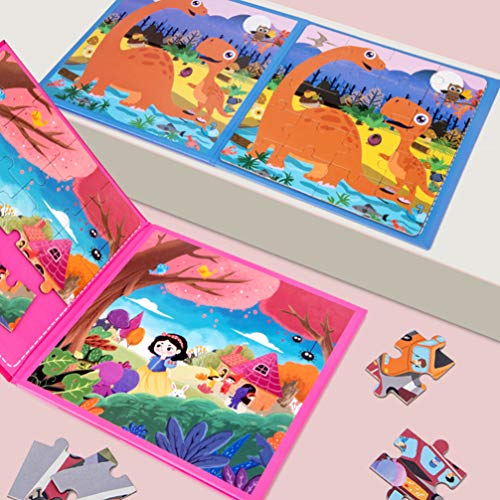 Toyvian Teste Padrão de Madeira Tangram Quebra-Cabeça Magnético Blocos de Forma Livro de Quebra-Cabe