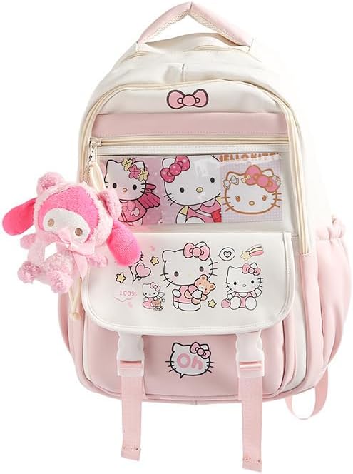 Linda mochila kawaii, bolso Y2k Cutecore estético Grunge coquette Harajuku 2000s Bookbag diario senderismo, Rosado, Mochila Kawaii Cutecore Daypack