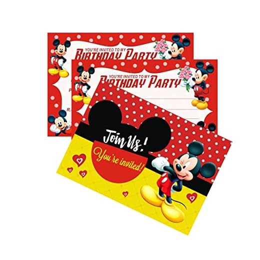 KCEATOS 24pcs Minnie Mickey Mouse Birthday Invitations,Minnie Mickey Mouse Party Invitations Birthday Party Supplies Decoration(Invitations24pcs)