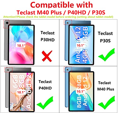 Dlahaby Case Compatible with Teclast M40 Plus/ P40HD/ P30S,Slim Smart Shell Flip Cover with Stand Function for Teclast P40 HD/ P30S/ M40 Plus 10.1 Inch Tablet,Red - Image 2