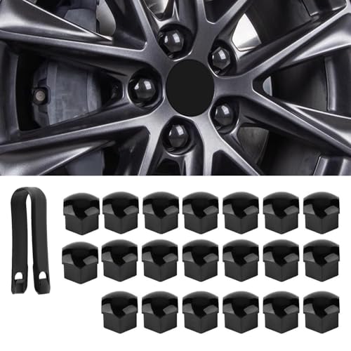 Kalmaegee 20PCS 17MM Wheel Nut Covers Universal Car Wheel Lug Nut Covers Wheel Bolt Covers Caps with Removal Tool (Gloss Black)