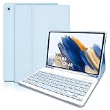 【Tastiera Bluetooth Wireless Rimovibile】 La custodia per Tablet Samsung Galaxy Tab A8 con tastiera utilizza un design separato con magnete a scatto,Può essere facilmente rimosso quando la tastiera non è necessaria.La bluetooth tastiera Samsung Galaxy Tab A8 2021 offre un input silenzioso, morbido e reattivo. (il raggio di connessione è fino a 10 M)
