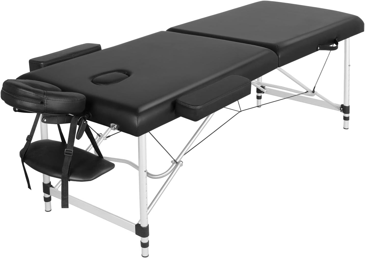 Yaheetech Foldable Massage Bed Portable Lash Table Beauty Bed Professional Salon Spa Table Aluminum 70 cm Width 2 Section Black