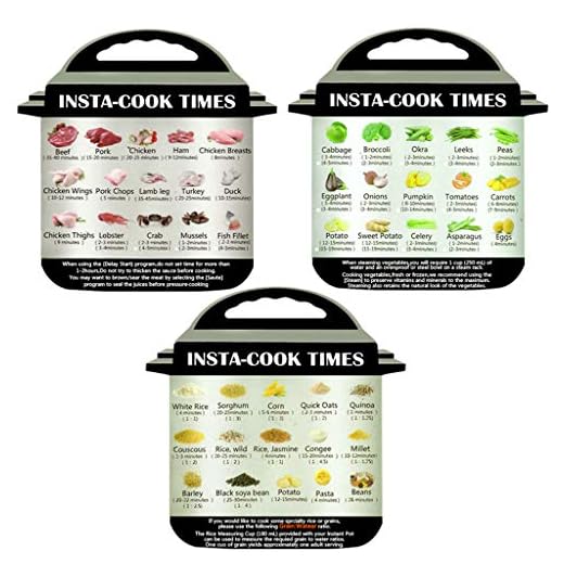 Colorful 丨 3er-Pack Magnetisches Spickzettel Kompatibel mit Instant Topf Bildern Magnet Garzeiten Zubehör für 45 allgemeine Vorbereitungsfunktionen