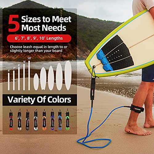 image for Abahub Premium Surfboard Leash, Straight Surf Board Leg Rope, Legrope 