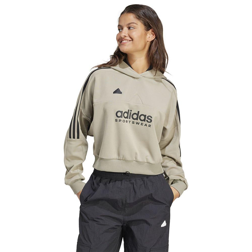 adidas Felpa con Cappuccio Donna Tiro 3-Stripes Loose, Verde