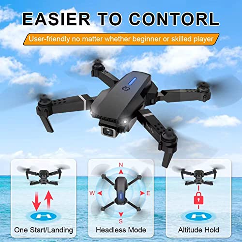 Mini Drone With Camera For Adults - Christmas Toy Gift For Teenage Boy Girl Kids Beginner Age 8-10-12 Years Old - Rc Quadcopter Multirotors | Foldable Uav | Wifi Hd Fpv Live Video | One Key Take Off/Land | Altitude Hold | Headless Mode | 360° Flip | Carrying Case (Ins+ Black) #TOP2