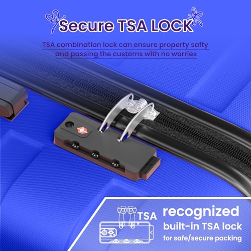 Image of AnyZip Luggage PC ABS Hardside Lightweight Suitcase with 4 Universal Wheels TSA Lock 20 24 28 Inch, Blue, 3 piece set (20 /24 /28), Fashion