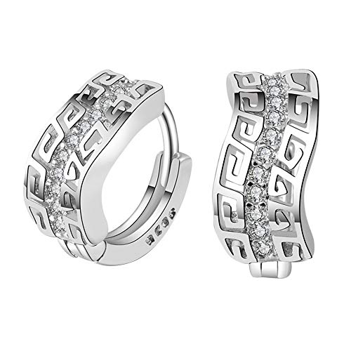 N-K Pendientes delicados de pulabo, de plata de ley 925, con cristales brillantes, elegantes y populares