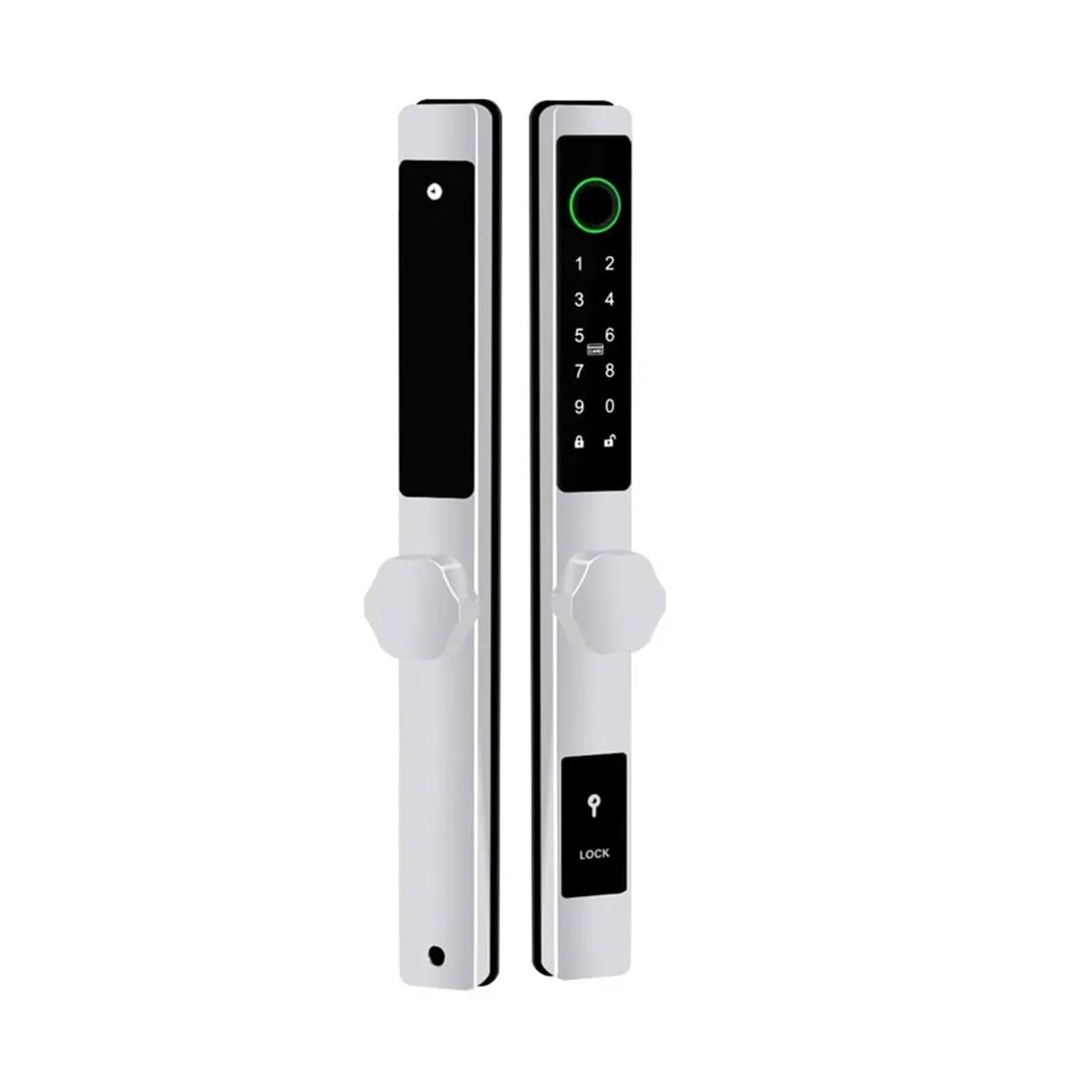 CVFRDD Smart Door Knob, TTLock APP Waterproof Finrprint Password Card Lock For Outdoor Used Pull Push Sliding Door With 2585 3085 4085 5085 Mortise Keyless Entry Door Handle(Silver B 8550)