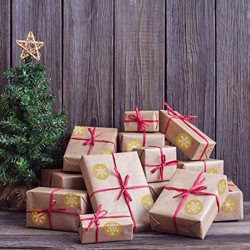 KATUMO Snowflakes Christmas Stickers, Holiday Envelope Stickers Family Classroom New Year Decor Presents 500Pcs Per Roll with 4 Different Designs