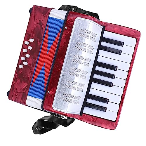 17 Tasten, 8 Bässe, Klavier, Zelluloid-Akkordeon, Akkordeon für Anfänger, Erwachsene, Akkordeon, 4 Farben, Tragbares Ziehharmonika-Akkordeon mit Seitlich Verstellbarem Riemen,