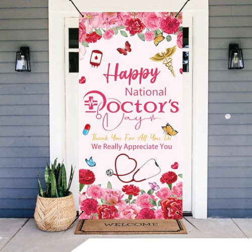 Toile de fond Happy National Doctor's Day pour égayer un mur d'hôpital triste
