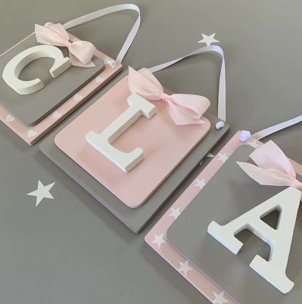 Miniatura 5 de Nursery name sign nursery letters name letters baby letters wooden baby letters name tiles sign nursery wall sign nursery wall art boys (4 tiles,