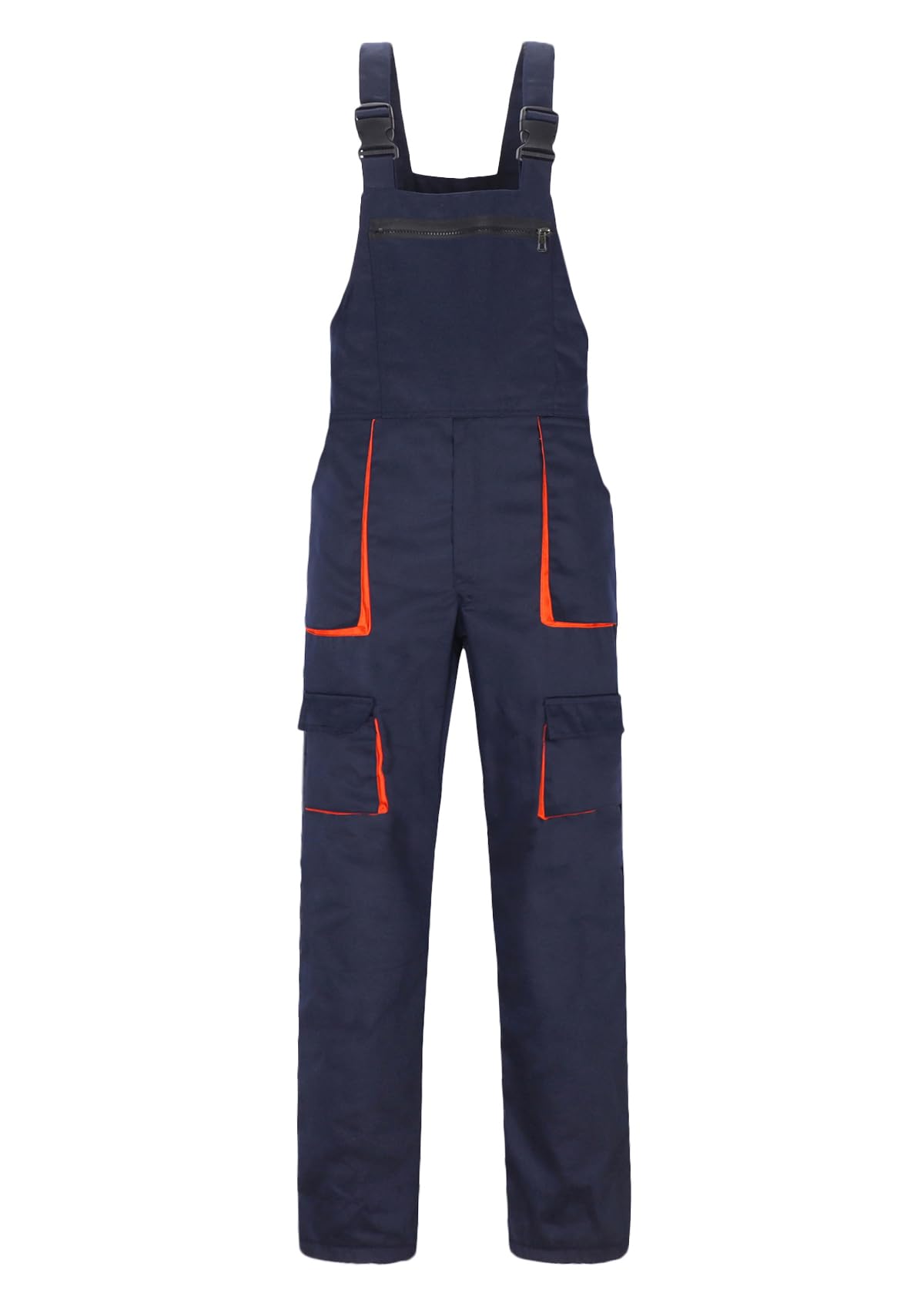 Yukirtiq Men's Navy Blue Contrast Bib And Brace Work Painting Overalls Multi Pockets Workwear Dungarees Unisex Work Overall Trousers, L