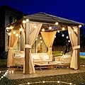 GAOMON 10'x12' Hardtop Gazebo, Outdoor Polycarbonate Single Roof Canopy, Aluminum Frame Permanent Pavilion with Curtains and Netting, Sunshade for Garden, Patio, Lawns (10x12ft)