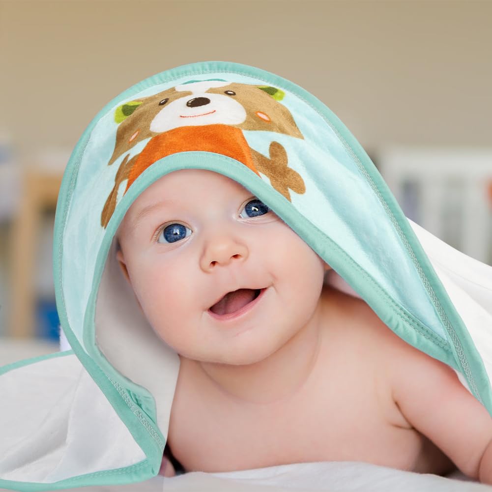 Serviette de Bain avec Capuche Bébé, 65 x 65 cm Serviette Bebe, Super Absorbantes Serviettes, Serviette de Bain pour Nouveau-né 0-5 Ans