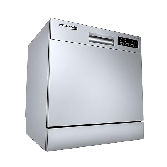 Voltas Beko 8 Place Settings Table Top Dishwasher (DT8S, Silver