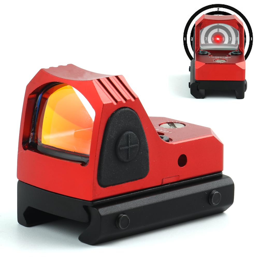 Tactical RMR Red Dot Sight, 3.25MOA Red Dot Reflex Sight Scope for 20mm w/Weaver Picatiinny Rail Mount with 5 Brightness Settings(Red)