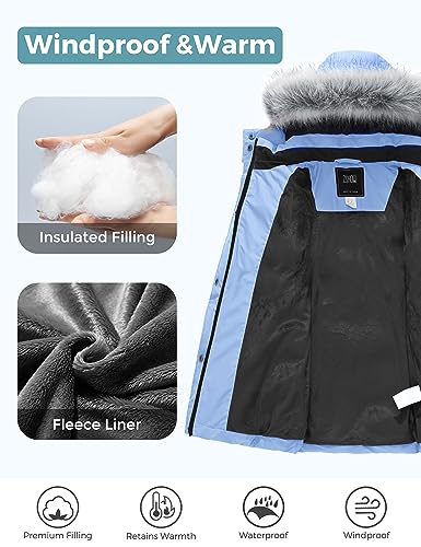 ZSHOW Girls' Winter Coat Long Hooded Parka Soft Fleece Puffer Jacket with Removable Hood4