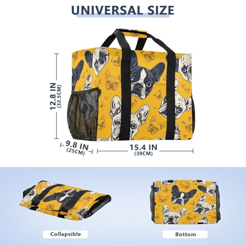 YETTASBIN French Bulldog Large Foldable Travel Tote Bag, Lightweight Waterproof Swim Pool Bag with Handles & Pocket for Beach Outdoor, Reusable Grocery Bag for Kitchen, Shopping3
