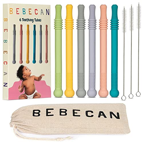 Teething Sticks for Babies 0-36 Months – Super Soft Silicone Teethers in 6 Vibrant Colors, Infant Teething Relief, Multicolored Teething Tubes Baby Gift Teethers