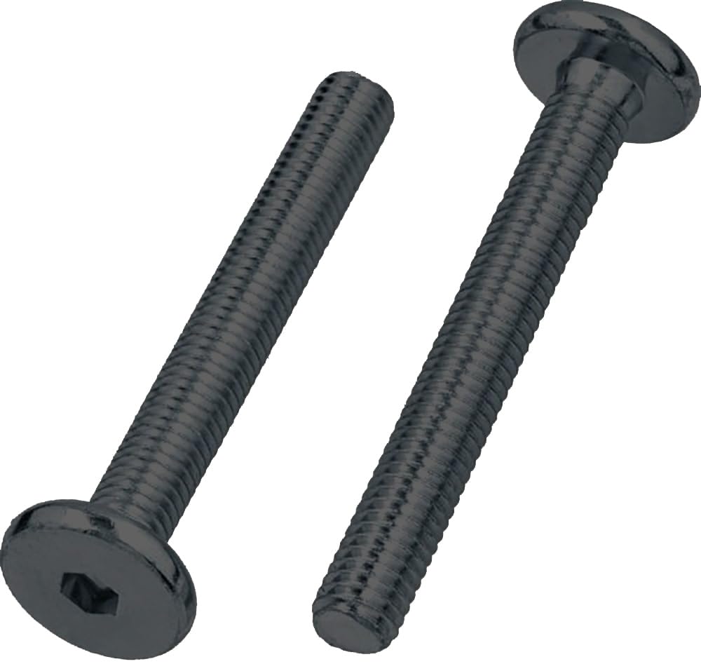 M8 (8mm x 40mm) Black Flat Head Furniture Screw Hex Drive Socket with Metric Thread Fully Threaded Furniture Bolts for Furniture Cots Beds Crib and Chairs (Pack of 12) K06B