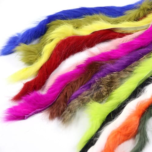 UAERSCH 5 pcs Wide Rabbit Fur Hare Zonker Strips Fly Tying Material for Leech Streamer Bass Trout Salmon Steelhead Fishing Flies