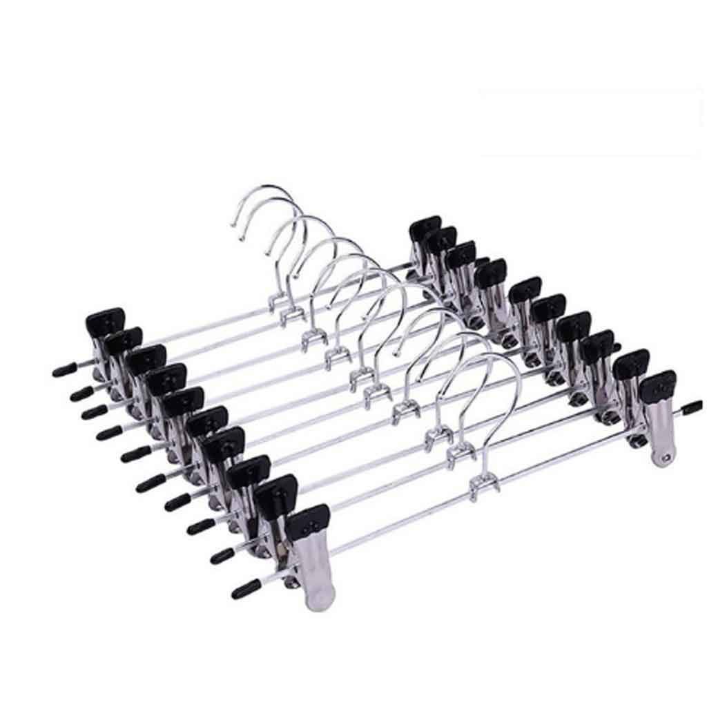 MOBYGKFY 10pcs Stainless Steel Trousers Rack Clip Metal Anti-Slip Clothespin Wardrobe Pants Clamp Clothes Hanger