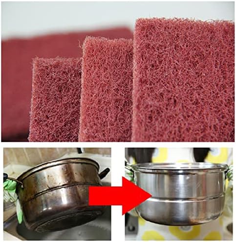 AMACOAM Heavy Duty Scouring Pads Kitchen Scouring Pads Scrub Pad Emery Descaling Rust Stains Removal Scouring Scrubber Sponge Copper Pipe Cleaner Clothes for Plumbers Soldering Cleaning Tool 10 Pieces