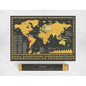 Scratch Map of the World – XLarge (A1 formaat 84,1 cm x 59,4 cm) Mooie luxe poster kaart – Perfect reiscadeau