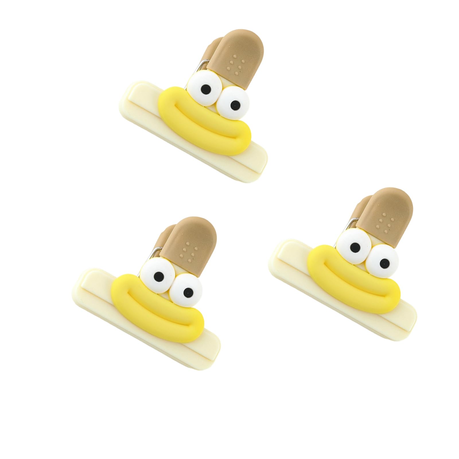 Woedpez Of 3 Silicone-Grip Bag Clips for Snacks & Chips | Multipurpose Food Storage Sealers for Kitchen Organization Tools Cartoon Food Bag Clips