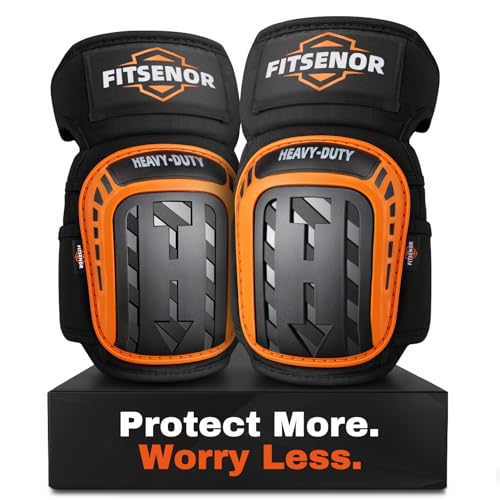 FITSENOR Knee Pads for Men Construction, Tactical Professional Knee Pads for Work, Protection, for Roofing, Gardening, Flooring, Cleaning, Construction Tools, Orange
