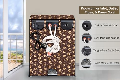Image of Stylista Washing Machine Cover Compatible for LG 9 kg Inverter Wi-Fi Fully-Automatic Front Load FHT1409SWS, STS-VCM Floral Printed Pattern