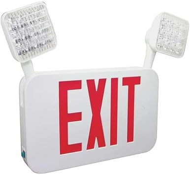 Fulham Exit Sign with Emergency Lights, White, 2 Faces, LED, Wall/Ceiling Mount, Nickel Cadmium - 1 Each