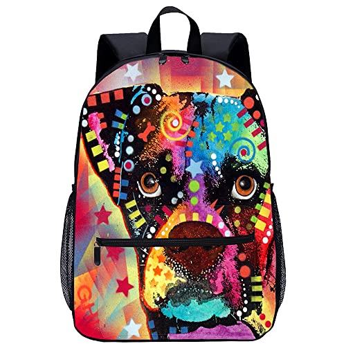 Sac à dos d'école chien coloré 45x30x15cm unisexe pour enfants et adultes