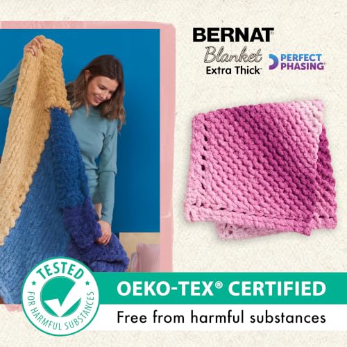 Image of Bernat Blanket Extra Thick Perfect Phasing Chunky Yarn for Hand Knitting, Crocheting, Crafts & Amigurumi - 100% Polyester - #7 Jumbo - 21.2oz /600g - 65 Yards - Emerald Pine