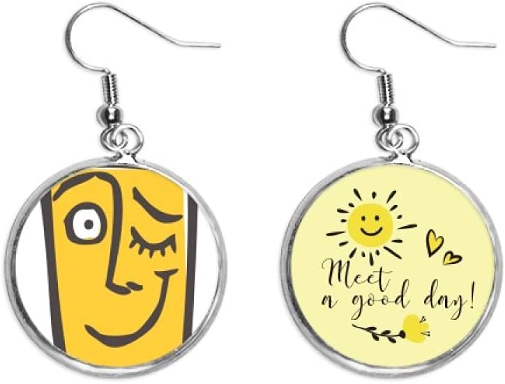 Beauty GiftWink Abstract Face Sketch Face Cartoon Ear Drop Sun Flower Earring Jewelry Fashion