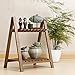 2-poziomowy wiszący stojak na rośliny, drabinka, półka, drewniane doniczki na kwiaty, półka ekspozycyjna, organizer na balkon, ogród, patio, sypialnia, biuro (kolor: brązowy)