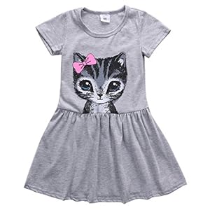 chaochao Peuter Baby Kids Baby Meisje Cartoon Kat Print Jurk Zomer Kinderen Kleding Prinses Party Modieuze Shirt Jurk…