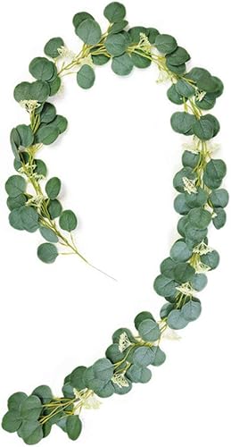 Guirnalda de eucalipto artificial de 6.56 pies, plantas colgantes, hojas de eucalipto de seda falsas, vides, hecha a mano, hojas de hiedra
