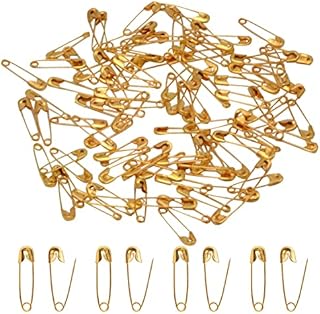 100 Pieces Safety Pins, 19 mm Small Safety Pins Durable, Rust-Resistant Nickel Plated Steel Set- Best Sewing Accessories for Baby Clothing, Crafts Arts Clothing (Gold)