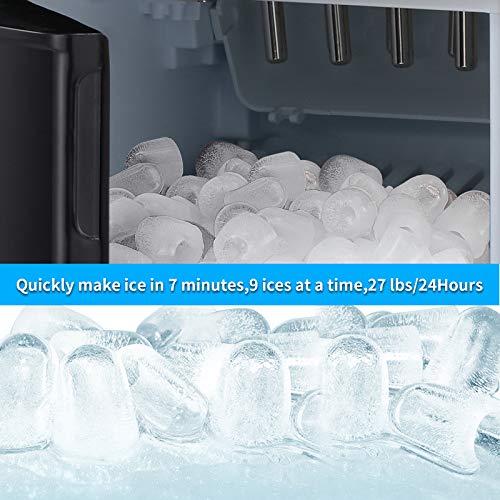 Antarctic Star 2-In-1 Water Cooler Dispenser With Built-In Ice Maker, Freestanding Hot Cold Top Loading Water Dispenser, 2, 3 Or 5 Gallon Bottle With Child Safety Lock (Black) #TOP5